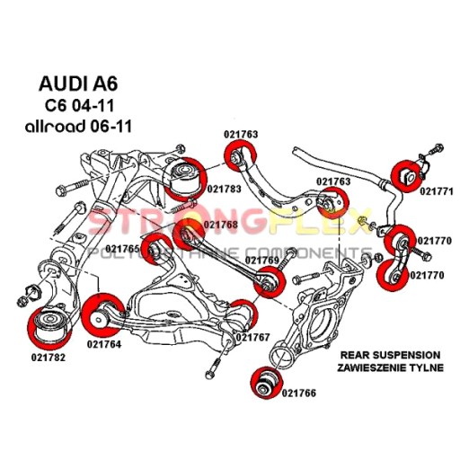 КОМПЛЕКТ ВТУЛОК ВТУЛКИ ЗАДНЕЙ БАЛКИ AUDI A6 C6 QUATTRO