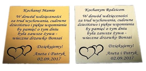Tabliczka 12x12 życzenia dedykacja ślub GRAWER
