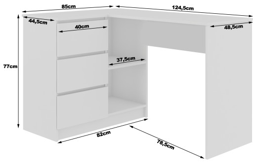 БОЛЬШОЙ МЕБЕЛЬНЫЙ СТОЛ ДЛЯ КОМПЬЮТЕРА 124x85x77см