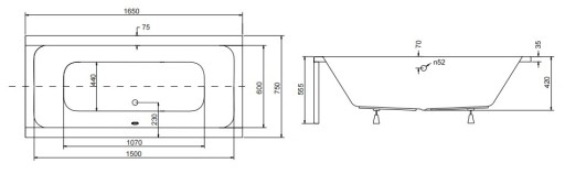 QUADRO прямоугольная ванна 165x75 + КОРПУС + СИФОН