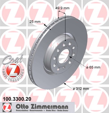 ДИСКИ ПЕРЕДНИЕ ZIMMERMANN PASSAT B6 B7 B8 312мм