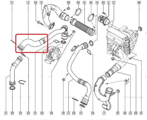 RENAULT MEGANE 3 III 1.5 ШЛАНГ ИНТЕРКУЛЕРА ТУРБО