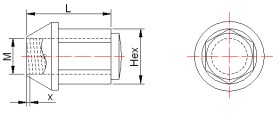 Алюминиевая гайка M14x1,5, черная, сплошная, h-21, например S-MAX.