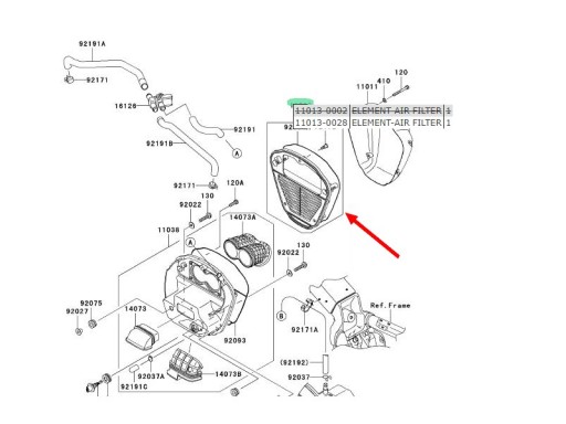 ВОЗДУШНЫЙ ФИЛЬТР Kawasaki VN 2000 Vulcan 2004-2010 гг.