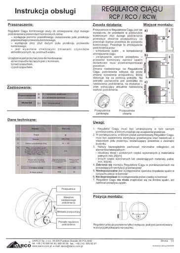 Противопомпажный регулятор тяги дымохода RCO-EX fi150