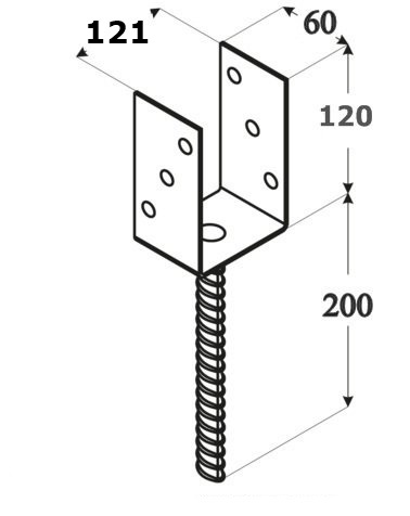 Podstawa słupa do wmurowania kotwa U 120mm gr 4mm