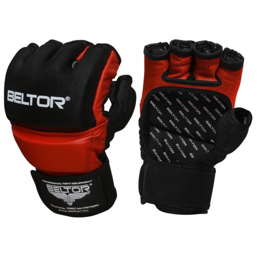 BELTOR RĘKAWICE TRENINGOWE SKÓRZANE NA RZEP MMA ONE XL + ETUI