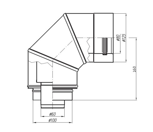 Переходник Vaillant 60/100-80/125, колено 90