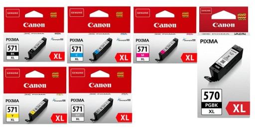 6x чернил Canon PGI-570 XL+ CLI-571 XL CMYKGY MG7750