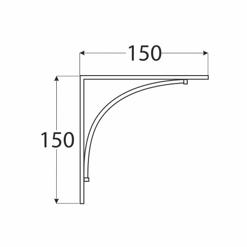 Опорный кронштейн, держатель полки, черный BOW 150