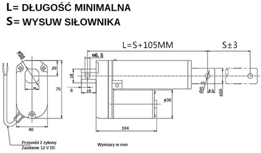 SIŁOWNIK ELEKTRYCZNY 24V SILNIK LINIOWY 100mm SLOW