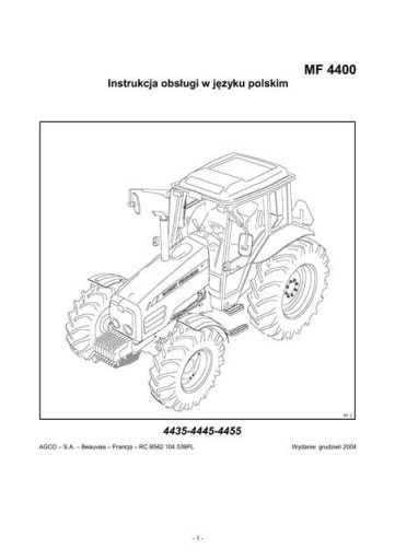 Руководство MF 4435-4445-4455 Massey Ferguson PL