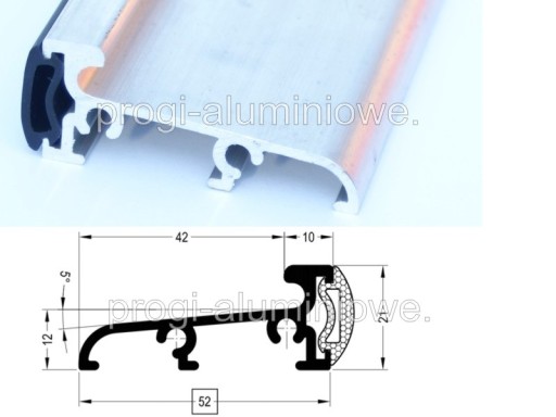 Порог алюминиевый с уплотнителем 83 см p52 52x22 двери