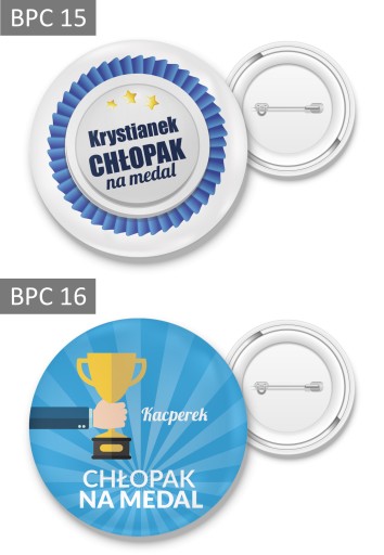 PRZYPINKA BUTTON Z IMIENIEM NA DZIEŃ CHŁOPAKA 56mm