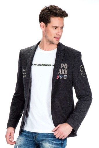 Cipo Baxx Marynarka Kurtka Casual Naszywki Slim