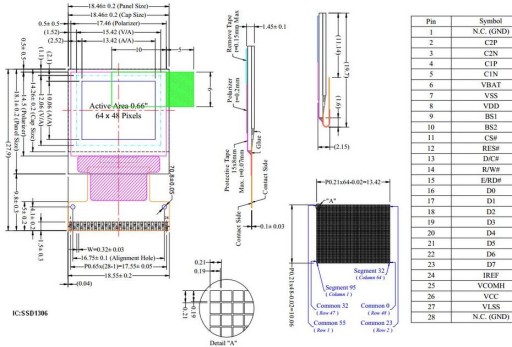 ART Новый OLED 64x48 3V SSD1306 I2C SPI 0,66 дюйма