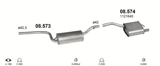 Средний глушитель Ford Focus MK1 объём 1.4 98-04