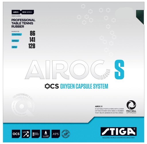 STIGA AIROC S 1.9 черная подкладка, Настольный теннис