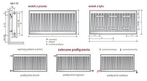 Grzejnik PURMO C22 500x800, moc grzewcza: 1176W (7