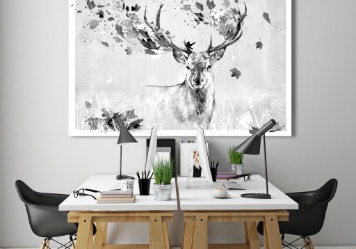 02273 Obraz na płótnie JELEŃ JESIENIĄ 100x70cm