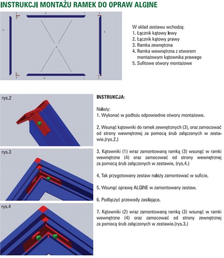 ALGINE 60x60 монтажная рамка для светодиодной панели накладного монтажа