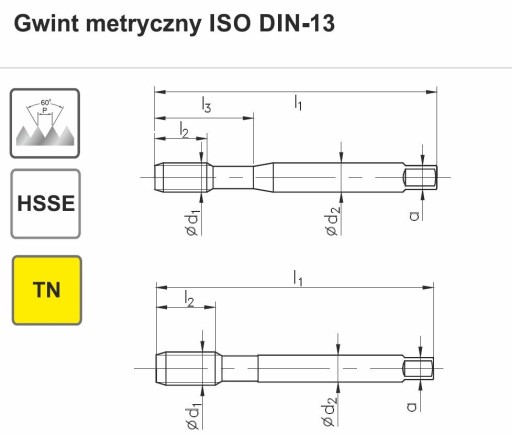 GWINTOWNIK MASZYNOWY M12 800X INOX AL TiN FANAR B