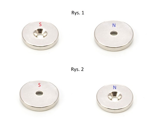 MOCNY MAGNES NEODYMOWY 18x3 mm Z OTWOREM 7/3,5 mm POD WKRĘT ZESTAW 4 SZTUK
