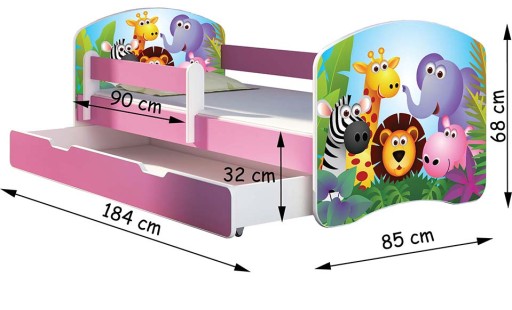 Кровать детская 180х80 с ящиком, матрасом РОЗОВЫЙ АКМА