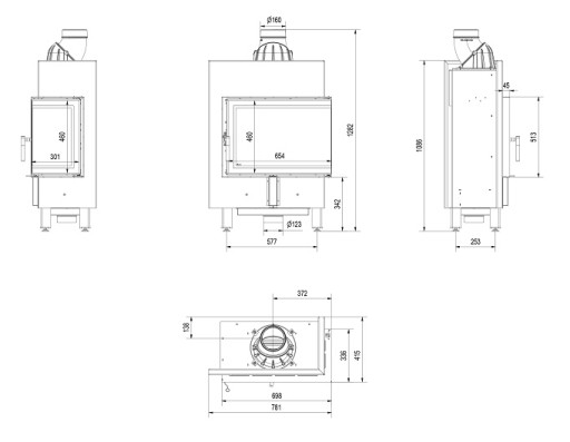 комплект каминной топки LUCY SLIM 12 правая PLATES FRAME