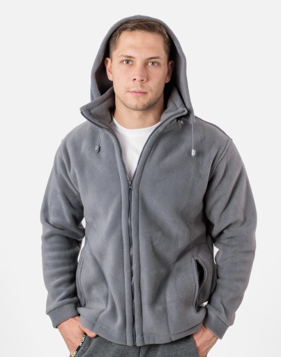 Теплая мужская флисовая толстовка с капюшоном Men's Fleece MAX01 4XL серая