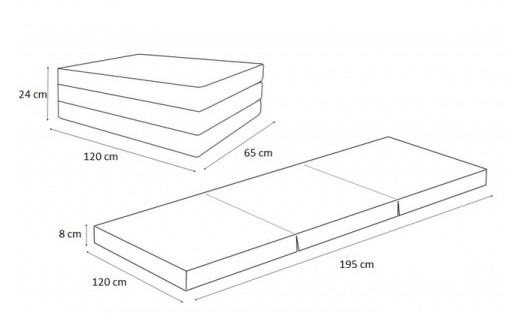 СКЛАДНОЙ МАТРАС с ПОДУШКОЙ В ПОДАРОК ​​120х195х8