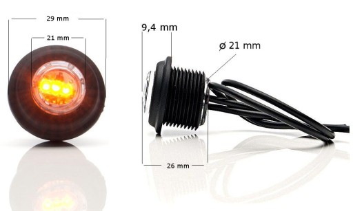 LED Lampa Obrysowa 3 Diody Pomarańczowa Waś nr 670