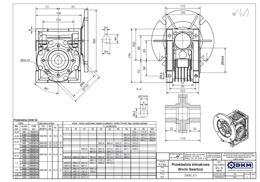 Motoreduktor Przekładnia 063 z silnikiem 0,37kW 3f