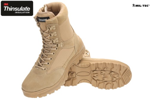 BUTY TAKTYCZNE Thinsulate 3M zamek YKK - KHAKI 45