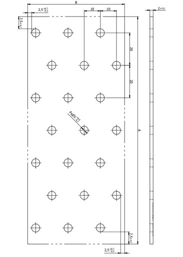 PP6 PŁYTKA PERFOROWANA ŁĄCZNIK OC 60x160 10szt