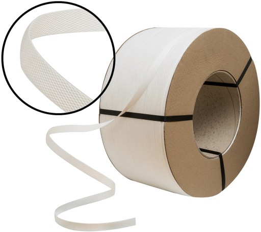 12mm BIAŁA TAŚMA SPINAJĄCA PAKOWA PP BANDOWNICA DO PALET TULEJA 406mm