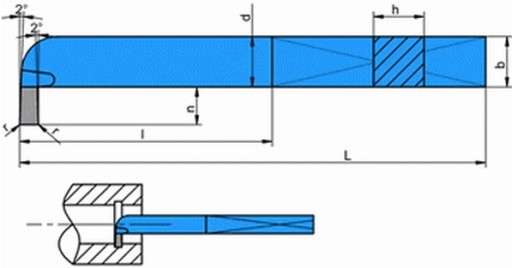 Расточная оправка с крюком и токарным ножом ISO11 NNWc-d 25x25 мм