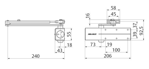 ASSA ABLOY DC140 Дверной доводчик с рычагом, белый