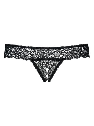 Стринги с открытой промежностью - Obsessive Miamor Crotchless Thong Black XXL