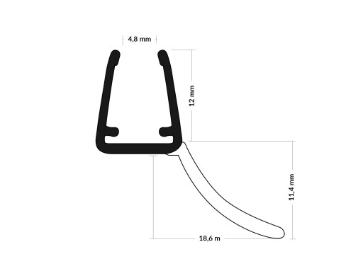 Уплотнитель для душевой кабины 6-8мм UK12, 90см
