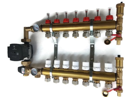 8-ми контурный распределитель с насосной группой для теплого пола!!