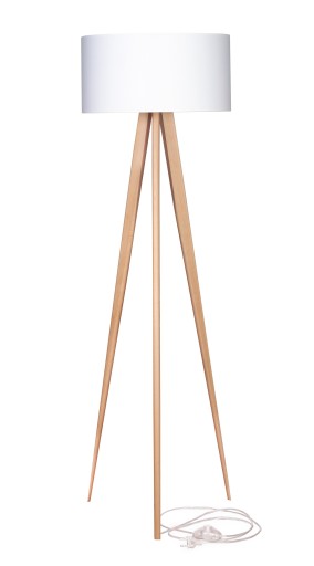 LAMPA STOJĄCA/PODŁOGOWA TRÓJNÓG, DĄB, ABAŻUR 160cm