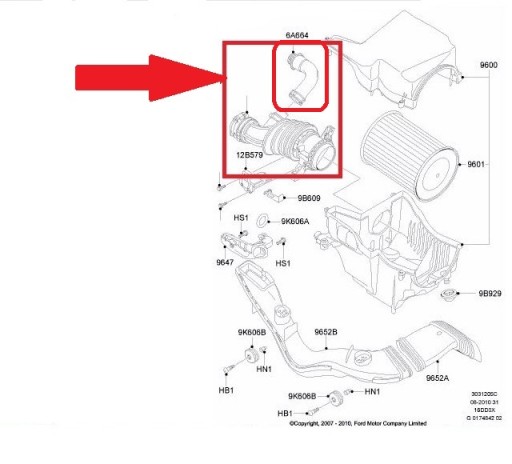 ТРУБКА ВОЗДУШНОГО ФИЛЬТРА VOLVO ODMA S40 V50 C30 1.6D