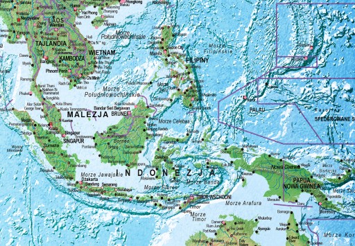 OBRAZ MAPA ŚWIATA PO POLSKU 90x60cm k-A-0314-b-a