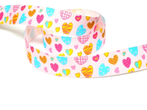 R66 Лента Grosgrain 22мм, Лента HEARTS 1М