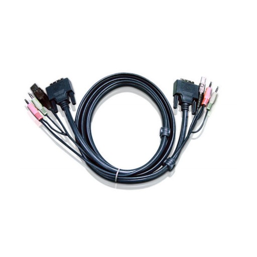 Aten 2L-7D02U, 1,8 м, USB-DVI-D, одноканальный KVM-кабель