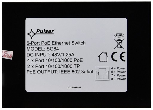 PoE-коммутатор Pulsar SG64 — 6p Gigabit, 4 порта PoE