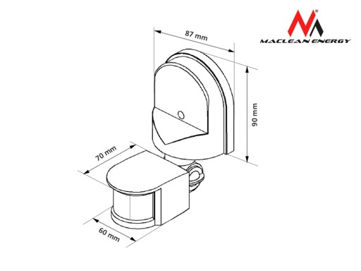 НАСТЕННЫЙ PIR ДАТЧИК ДВИЖЕНИЯ И СУМЕРКИ, НАРУЖНЫЙ IP44 MACLEAN MCE25