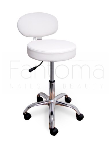 TABORET KOSMETYCZNY Z OPARCIEM MARK II WHITE