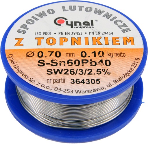 CYNA SPOIWO LUTOWNICZE TOPNIKIEM 0,7mm 100g CYNEL